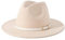 Bywenzai Männer Frauen Filz Top Hüte Fedora Panama Hüte Zylinder Mit Flacher Krempe Damen Französischer Filzhut Warmer Jazzhut Herren M(56-58Cm) Beige Mütze + Weißer Gürtel