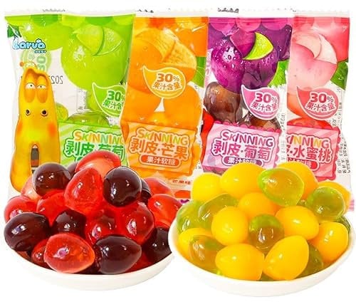 Fruit peel fudge, peach grape mango fruit gummy candy, snack food,Fast food, sweet and sour candy,Wedding candies,healthy nutrition dessert, Chinese snack gift (Purple grape,1000g)