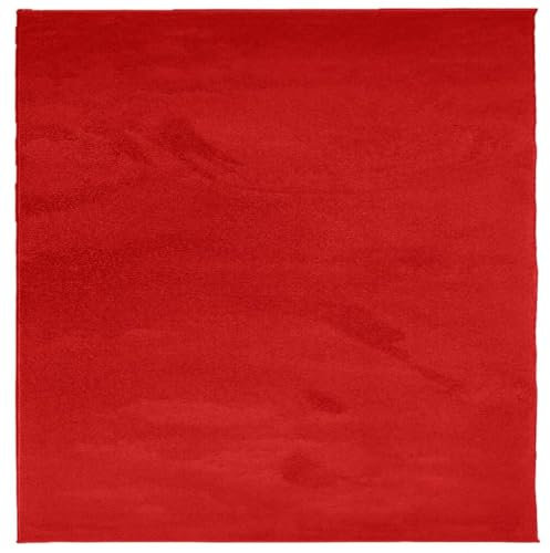 vidaXL Teppich, Wohnzimmerteppich Kurzflor Modern, Bodenteppich Flauschig Weich, Pflegeleicht Teppich für Wohnzimmer Schlafzimmer, Rot 120x120cm Polyester