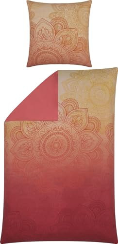Erwin Müller Wendebettwäsche Mako-Satin orange-rot Größe 155x220 cm (80x80 cm)