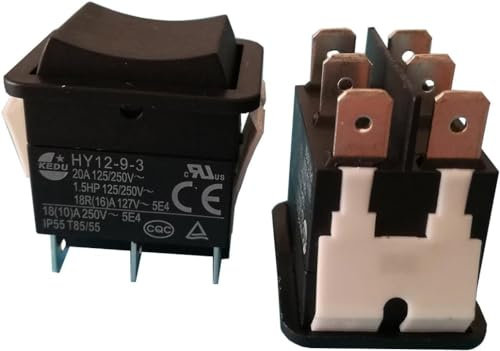 HY12-9-3 6-polige industrielle Drucktaster Ein/Aus-Kippschalter für Elektrowerkzeuge, 2-Pack
