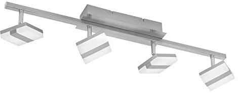Just Light. LED Strahler - 73 x 12 cm - 4-flammig - Stahlfarben - Metall - Dimmbar - RGB-Farbwechsel - Mit Fernbedienung - App-Steuerung - Memory-Funktion - Deckenleuchte Deckenlampe Deckenstrahler