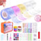 SelfTek 55Pcs Nano Tape Craft Kits for Kids Nano Tape Bubbles Kit with Pump Sequins Glitter Powder Stickers Clay Scissors Tools Double Sided Nano Tape for Making Bubbles Crafts
