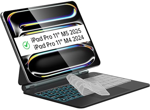 Magic Keyboard - Funda para iPad Pro de 11 pulgadas (M5 2025/M4 2024), iPad Pro de 11 pulgadas con teclado (5ª generación), funda para iPad Pro M4 de 11 pulgadas con teclado retroiluminación de 7