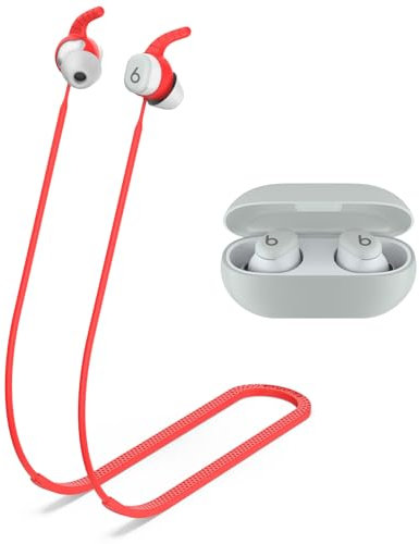 Cinturino anti-perdita per cuffie, compatibile con Beats Solo Buds, morbido silicone anti-allentamento, adatto per sport all'aria aperta, corsa, fitness (rosso)