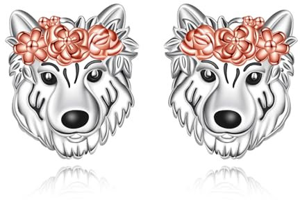 DAYLINLOVE Wolf Geschenke 925 Sterling Silber Wolf Stud Ohrringe Wolf Geburtstag Halloween Schmuck Geschenk für Frauen