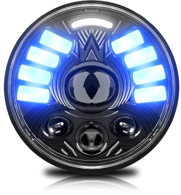 Mulcort Phare LED 5-3/4 5,75 Pouces, Phare de Moto Rond étanche avec Clignotant DRL, Feux de Route/Feux de Croisement, projecteurs antibrouillard pour Offroad