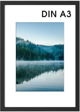 COMPOLICY A3 Bilderrahmen Schwarz Bilderrahmen Holz rahmen 30x42cm Standing and Wall-mounting Capabilities Posterrahmen Für Fotos, Bilder, Poster