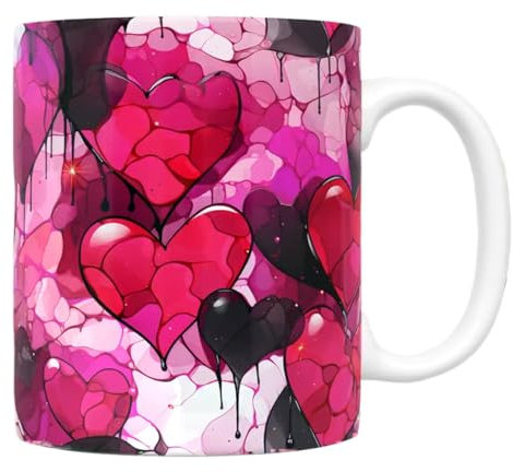 Tazze di San da donna - Tazze da caffè personalizzate per coppie, tazza regalo di San | Tazza di cuore per lui e lei, tazze in ceramica cuore d'amore, tazza