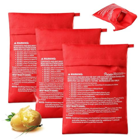 GIDWRIY 3 Stück Mikrowellen Kartoffelbeutel,Potato Bag Microwave,Kochbeutel für Mikrowelle Wiederverwendbar,Kartoffelkochtasche Mikrowelle,Potato Express Sack,Kartoffelsack Mikrowelle für Kartoffeln