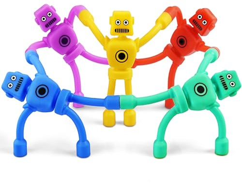 5PC Magnetic Robot Travel Toys for Kids Toddler Boys Sensory Fidget Toys Airplane Road Trip Car Travel Activities Essential Fridge Magnet Fidgets Classroom Must Have Gifts Toy for Boy 3 4 5 6 Year Old