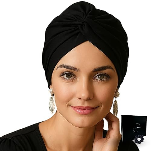 Flortree Seidenhaube zum Schlafen für gesunde Haare über Nacht | Erhält Lockenform, verhindert Frizz & Haarbruch | Für Damen mit Allen Haartypen (Schwarz)
