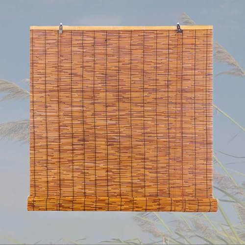 Persianas Enrollables Cortina De Bambú- Tejido Tupido 60/70/90/110/150/170/180cm Puertas Ventanas Balcón Cortina Enrollable De Bambú con Accesorios para Casas Jardines Patios Balcón