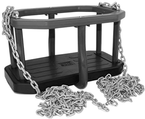 Columpio para bebé de goma, con cadenas, 3 m, altura regulable, para jardín e interior, columpio seguro para niños a partir de 1 año (negro gris)