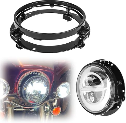Chelhead 17,8 cm Scheinwerferring Schwarz für LED Motorrad | Schwarzer 7-Zoll Zierring für runde LED-Scheinwerfer. Robuste Halterung für Motorräder und Offroad-Fahrzeuge