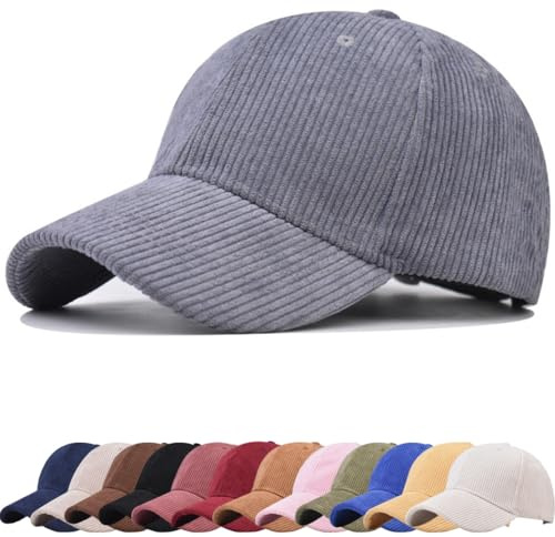 DURINM Unisex Klassische Baseballkappe Cord Mütze Verstellbar mit Gebogener Krempe Baseball Cap Full Herren Visor Sport Cappy Classic Baseballcap für Outdoor Sport
