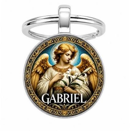 Schlüsselanhänger, Taschenschmuck Cabochon Erzengel Gabriel Beschützer