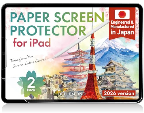 BELLEMOND Protège-écran papier pour iPad Air 13 M4/M3/M2, 2 Pack | Origine Japon, texture rugueuse, idéal pour écrire, dessiner et noter