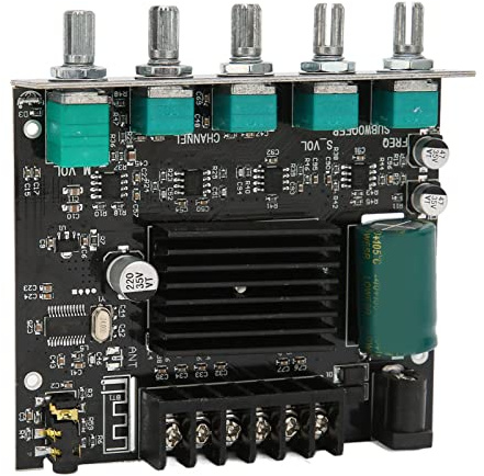 Sxhlseller ZK-MT21 2.1 Kanal Bluetooth 5.0 Amplifier-Karte, 50W X2 + 100W-Subwoofer-AMP-Modul mit Treble & Bass Control für DIY-Lautsprecher-DC 12V-24V Stereo-Audioempfänger