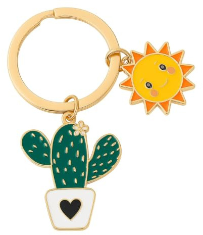 Porte-Clés Cactus, Porte-Clef Soleil de Sac pour Femmes | Cadeaux de Porte-Clé Mignon avec un Motif de Pante et de Soleil en Dessin Animé pour Filles Famille Amis