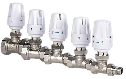 QLYMDDSA 1/2 3/4 1 Brass Thermostatic Radiator Valve Straight Type Automatic Temperature Control Valve Floor heating(3/4)