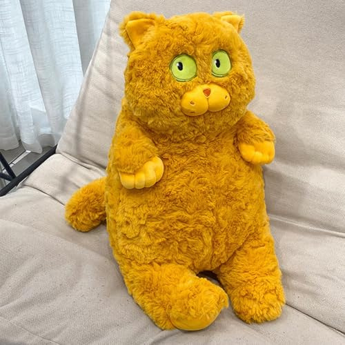 ZBELLO Katze Kuscheltier, 40cm Kreativität Plüschtier, Stofftier Plüsch Haustier, Geschenk für Jungen Mädchen Begleiten Umarmung Spielen Geburtstag (Gelb)
