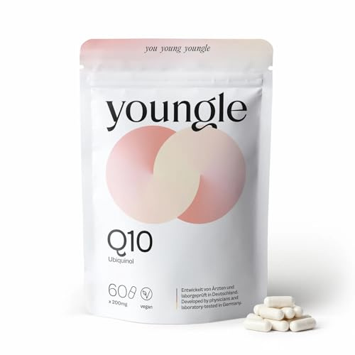 Youngle Ubiquinol Coenzym Q10 Kapseln Hochdosiert – Ubiquinol 200mg Aktive CoQ10 Form für Energie & Zellschutz – Q10 Kapseln - 60 Stück