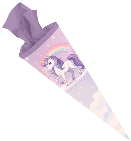 itenga Schultüte 70cm rund Mädchen - mit Filzverschluss | Zuckertüte Einschulung | sehr stabile Karton Schultüte | große Motivauswahl (Einhorn ZAUBERWOLKE)