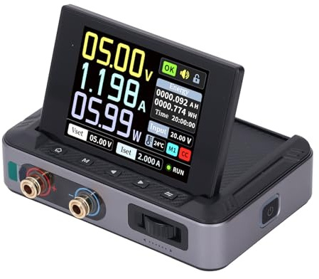 Cuifati Fuente de Alimentación CC Portátil 0-30 V 0-5 A Ajustable, Programable Pantalla IPS de 2,8 Pulgadas Mini Fuente de Alimentación de Banco Variable 150 W, con Carga Rápida PD QC, Protección