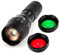 UltraFire Taktische Taschenlampe mit Grün Rot Weiß Licht, 900 Lumen Zoomable 5 Modi LED Taschenlampe, IP65 Wasserdicht Mini Taschenlampe, 3 Farben Austauschbare Filter, A100