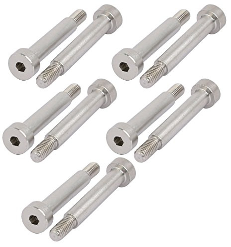 uxcell 10pcs 304 Stainless Steel Hex Socket Shoulder Bolt 6mm Shoulder Dia 30mm Shoulder Length M5 Thread