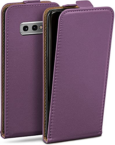 moex Flip Case für Samsung Galaxy S10e Hülle klappbar mit 360 Grad Schutz, Handyhülle mit Displayschutz, PU Leder Handytasche Lederhülle, Flip Case Cover Klapphülle, Lila