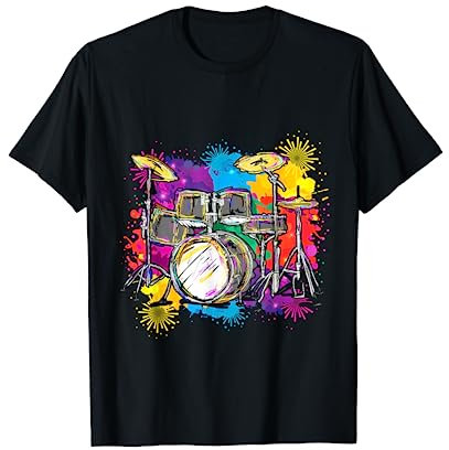 Buntes Schlagzeug Percussion Geschenk Schlagzeuger Drummer T-Shirt
