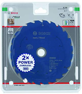 Bosch Professional 1x Kreissägeblatt Expert for Wood (Holz, Sägeblatt Ø 190 x 30 x 1,5 mm, 24 Zähne, Zubehör Akku Kreissäge)