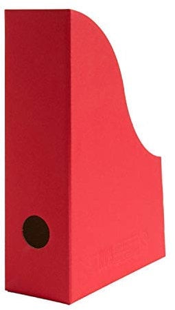 5 x PresentFill® Kleine Stehsammler Rubin Rot Zeitschriftensammler Stehordner für DIN A5 Format aus umweltfreundlichen 100% Recycling Karton - Made in Germany für Schreibtisch, Archiv und Aufbewahrung