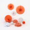DECORAMI Eco Deko Gesamt Set Apricot Weiß | Partydekoration | Raumdekoration | 10-teilig Pompoms, Fächer & Wabenbälle | Wiederverwendbar, biologisch abbaubar & plastikfrei