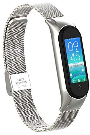 nuosiweilang Kompatibel mit Xiaomi Mi Band 5/Mi Band 6, verstellbares Armband aus Metall aus Edelstahl, ersetzt Zubehör für Xiaomi Miband 5/Miband 6 (ohne Tracker)