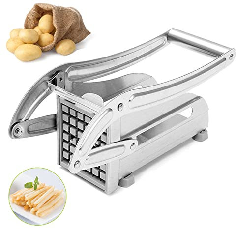 Coupe-Frites Professionnel Machine à Couper les Frites Domestique et Commercial en Acier Inoxydable avec 2 Lames de Différentes Tailles 9/12mm