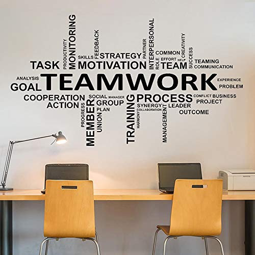 NSRJDSYT Büro Wandtattoo Teamwork Zitat Büro Dekor Wandaufkleber Büro inspirieren Zitat Motivation Idee Vinyl Konferenzraum Dekor 42x74cm