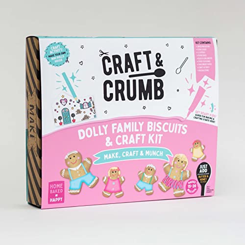 Craft & Crumb Dolly Biscuit Bake & Craft Kit - Gift Set - Biscuit Decorating - Includes Cookie Mix, Icing & Cutters
