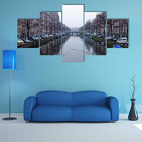 Leinwanddrucke fertig zum Aufhängen Amsterdam in den Niederlanden Leinwandbilder Leinwand Drucke Wohnzimmer Wanddekoration Kunstwerk Dekoration