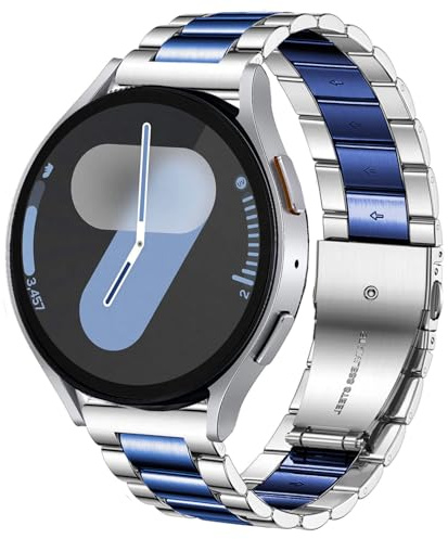 DEALELE Armband Kompatibel mit Samsung Galaxy Watch 7 / FE / 6/6 Classic / 5/5 Pro / 4/4 Classic / 3 41mm / Huawei GT3 42mm, 20mm Edelstahl Metall Ersatz Armbänd für Herren Damen