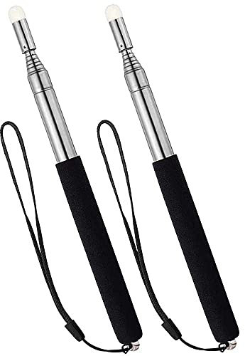 100CM Largo Puntero Telescópico para Profesor con Cordón de Mano 2 Piezas, Puntero de Enseñanza para Aula Puntero de Mano Extensible Puntero Retráctil Puntero de Pizarra Blanca de Mano (Negro)