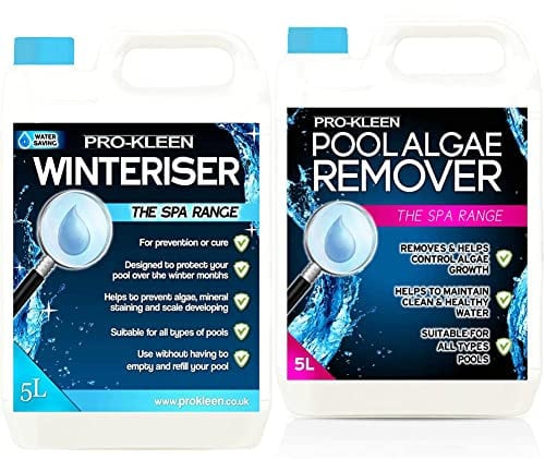 Pro-Kleen Swimming Pool Algaecide Winteriser Chemical (5 Litres) & Pool Algae Remover 5L - Removes & Prevents Algae Growth - High Concentration, Long-Lasting Professional Formula
