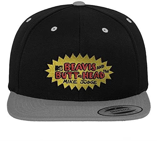 Beavis and Butt-Head Offizielles Lizenzprodukt Premium Snapback Cap (Schwarz-Dunkelgrau), One Size