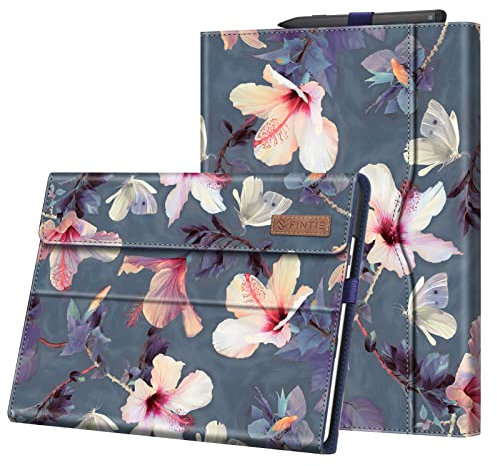 FINTIE Case Compatible with Microsoft Surface Pro 9 (2022 Release) 13 Inch - Multiple Angle Viewing Cover with Pocket & Stylus Holder, Blooming Hibiscus