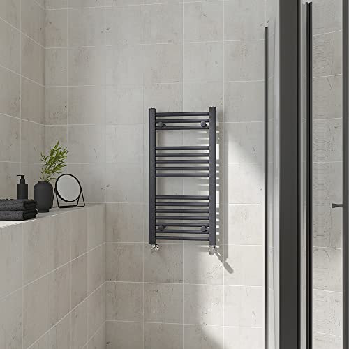 Warmehaus Straight Heated Towel Rail Anthracite Bathroom Ladder Style Radiator Grey Central Heating 800x400mm