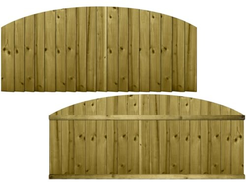 Dome Top Wooden Garden Fence Panel, 6ft x 2ft Feather Edge Semi-Braced | 82cm High x 183cm Wide, Arch Top, Treated Timber Vertical Closeboard, for Perimeter Boundary & Outdoor Privacy Fencing