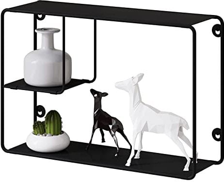EUGAD eckiges Wandregal Schweberegal Kinderregal Metallregal, Hängeregal mit 3 Ablageplatten, industrielle Wanddeko für Wohnzimmer Kinderzimmer Badezimmer, 38x25,5x11,5 cm