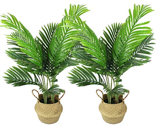 Künstliche Palme 90cm im Seegraskorb Kunstpflanze Kunstpalme Dekoration Pflanze Zimmerpflanze mit Topf (2)